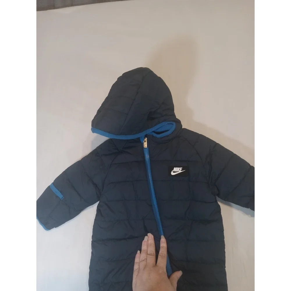 Nike Swoosh Infant Size 6-9‎ Months Navy Blue Quilted Puffer Snow Suit